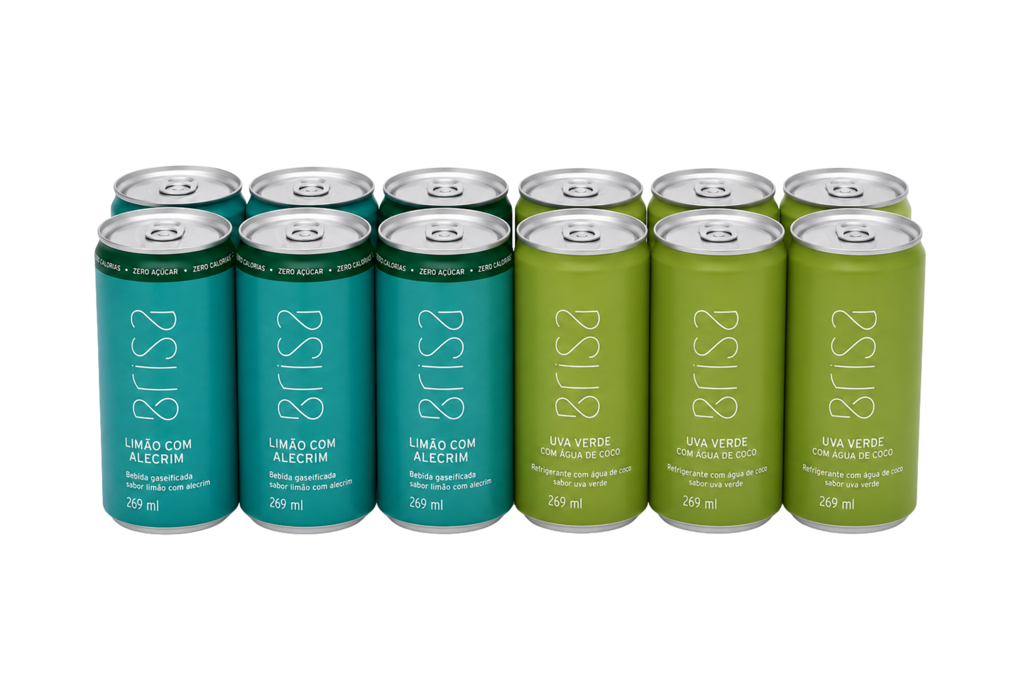 KIT 12 LATAS: LIMÃO COM ALECRIM + ÁGUA DE COCO COM UVA VERDE