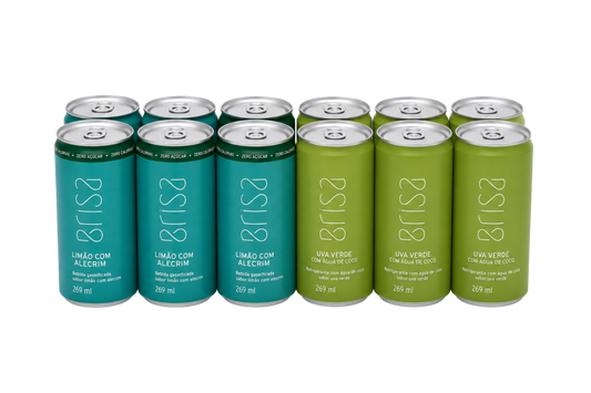 KIT 12 LATAS: LIMÃO COM ALECRIM + ÁGUA DE COCO COM UVA VERDE